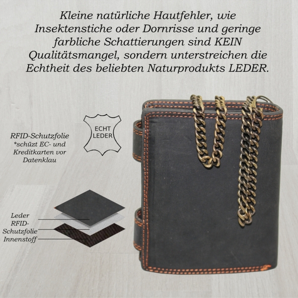flevado Herrengeldbörse Echt Leder RFID Schutz Hochformat
